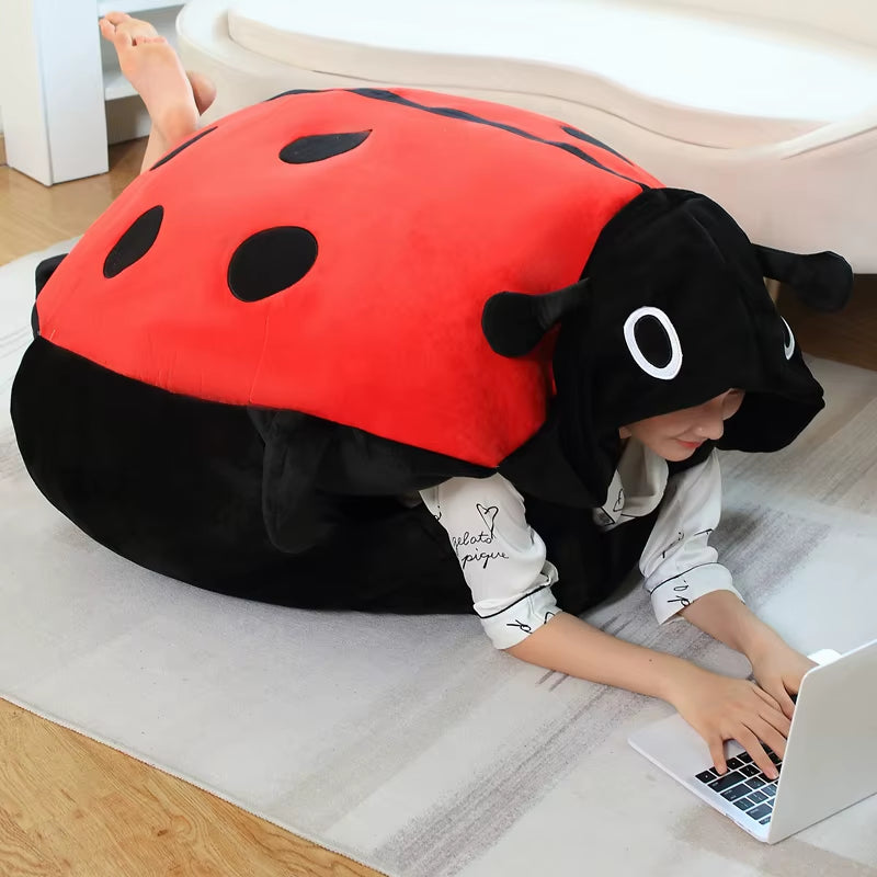 Oversize Wearable Ladybug Plush:  Stuffed Cushion for Cosplay, Gifting, and Soft Body Support
