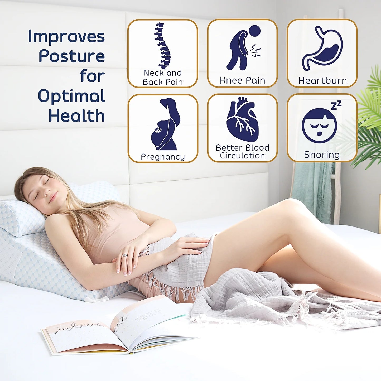 The Zero Gravity Cooling Back Wedge: 10-Inch Memory Foam for Spinal Elevation & Reflux Relief