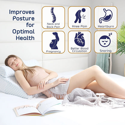 The Zero Gravity Cooling Back Wedge: 10-Inch Memory Foam for Spinal Elevation & Reflux Relief