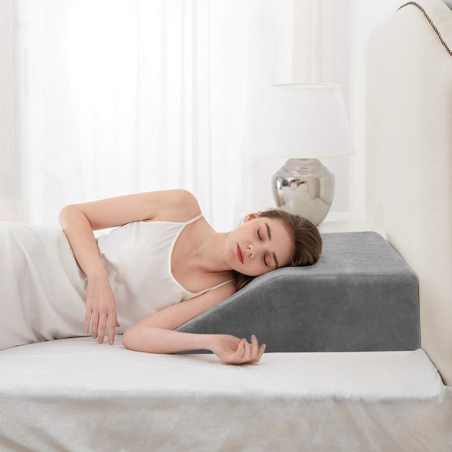 Zero Gravity Cooling Elevation Wedge: 8-Inch Memory Foam Pillow for Leg, Back Pain, and Reflux Relief