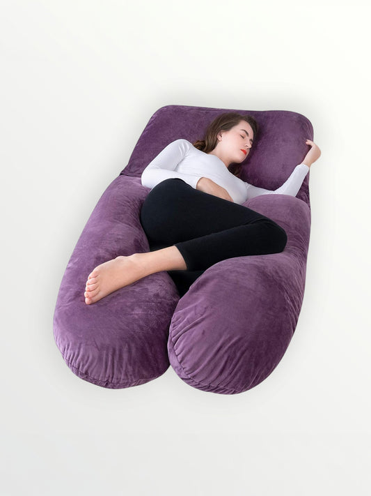 Modular U-Shape Pregnancy Pillow: Detachable Components & Adjustable Belt for Customized Back, Hip, and Joint Alignment (Luxury Velvet)